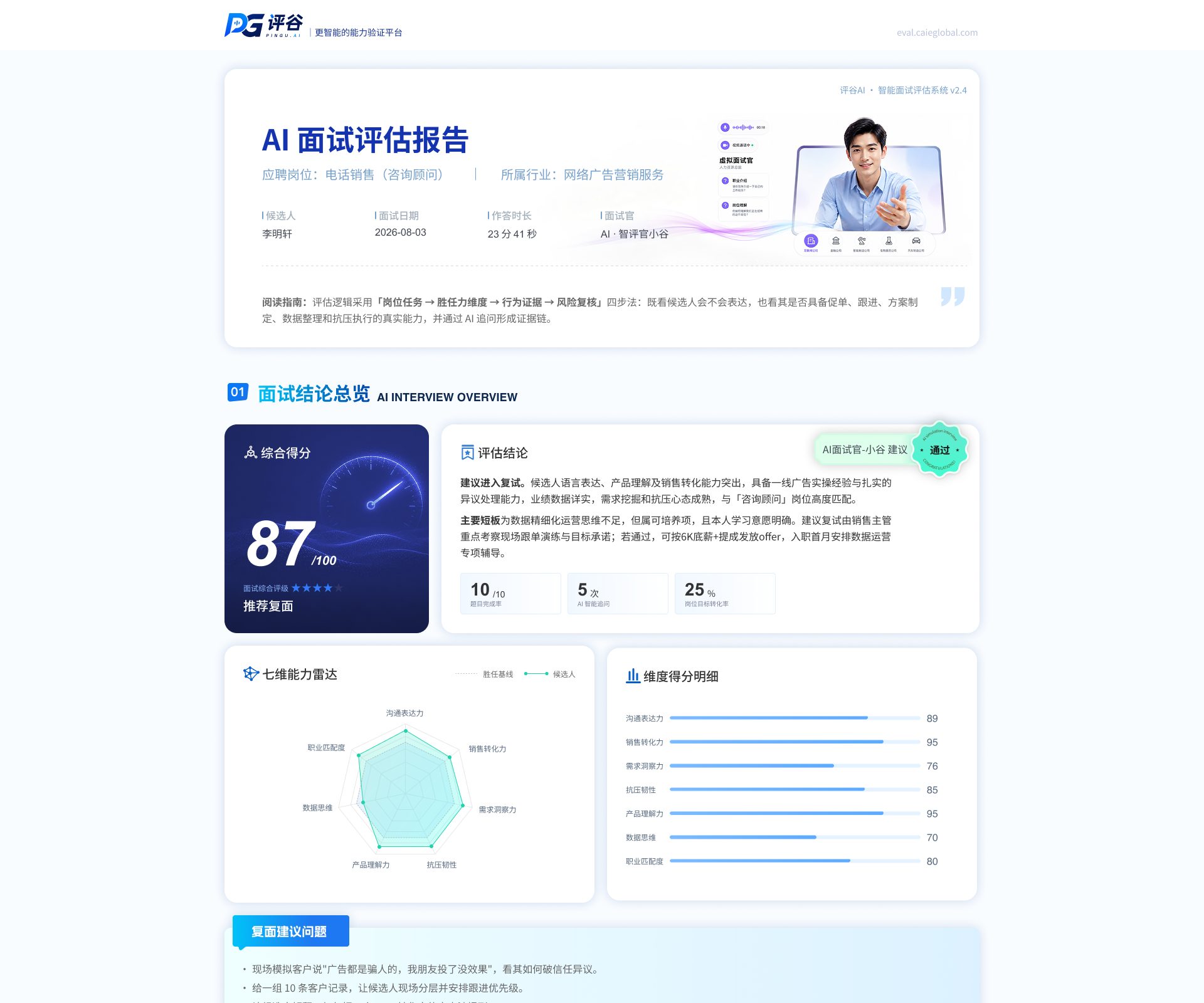 AI面试报告样例 第1部分